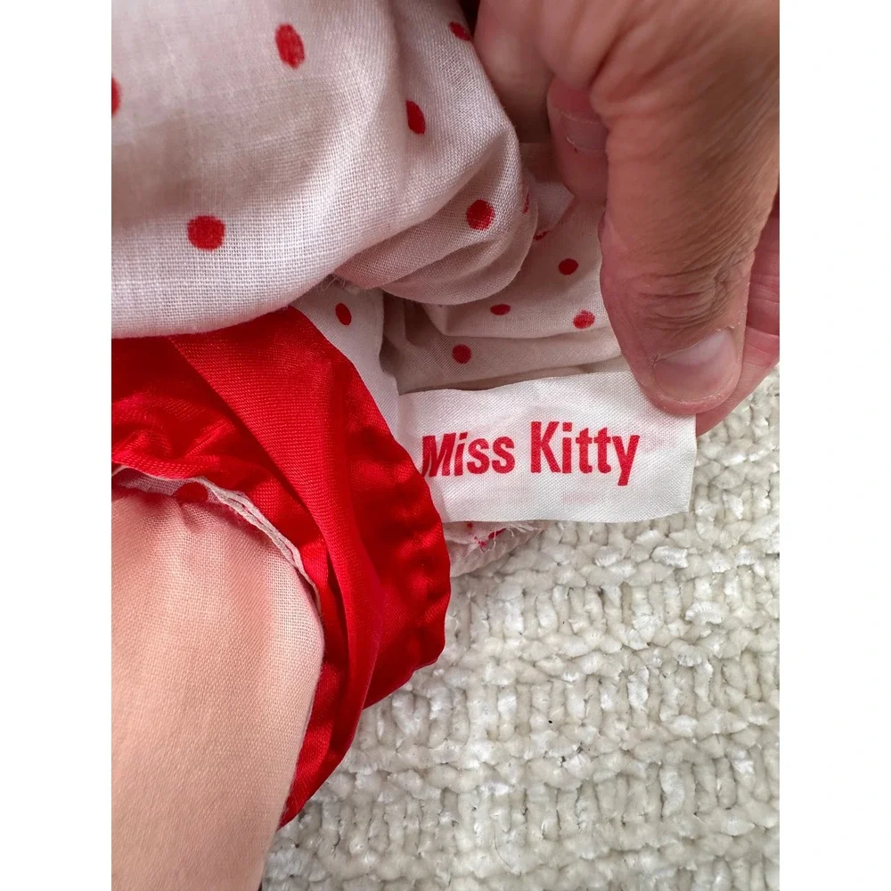 Russ Berrie Miss Kitty Rag Doll Vintage Plush Toy Red Polka Dot Dress 10 Inch‎
